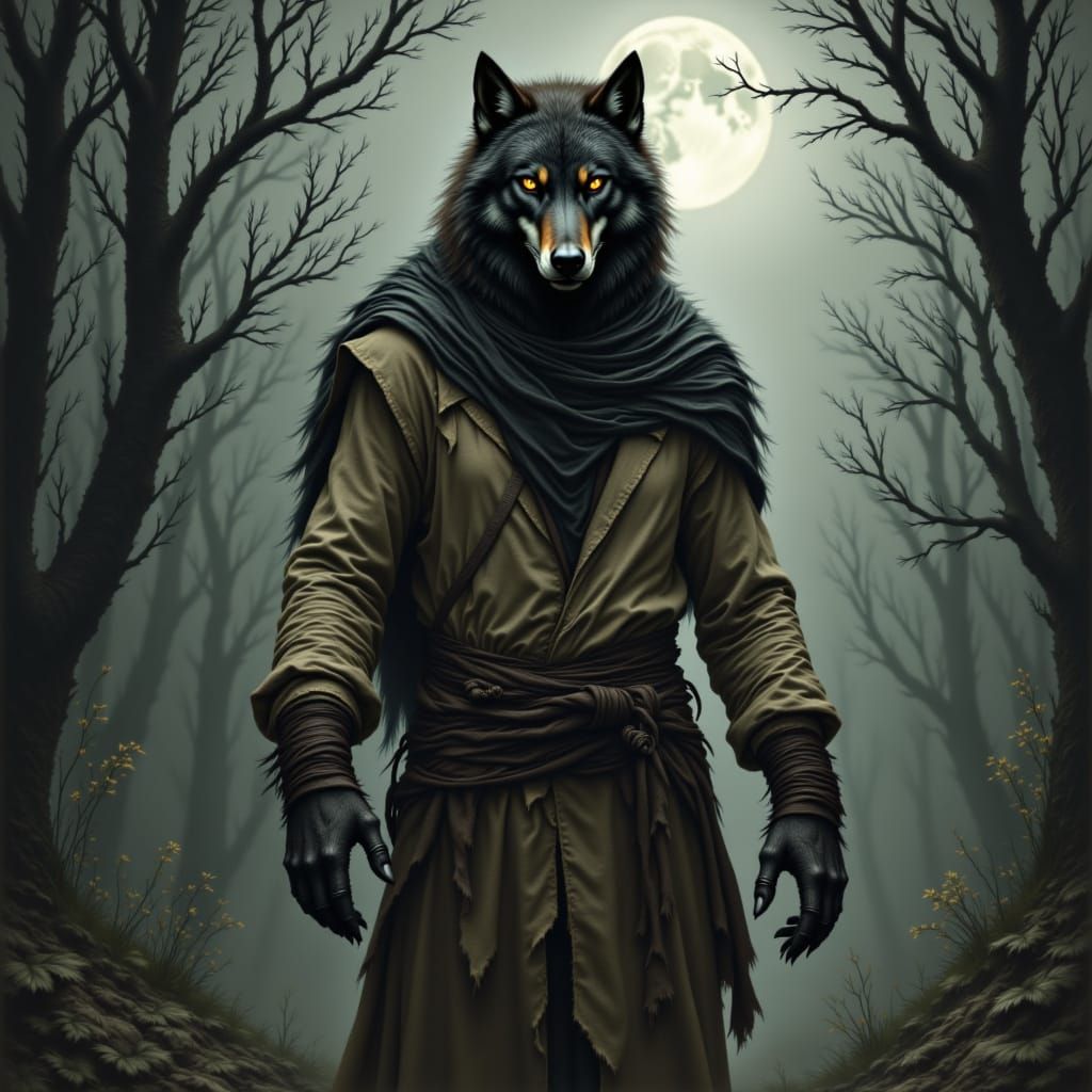 <lora:Magical Creatures:1.0> werewolf