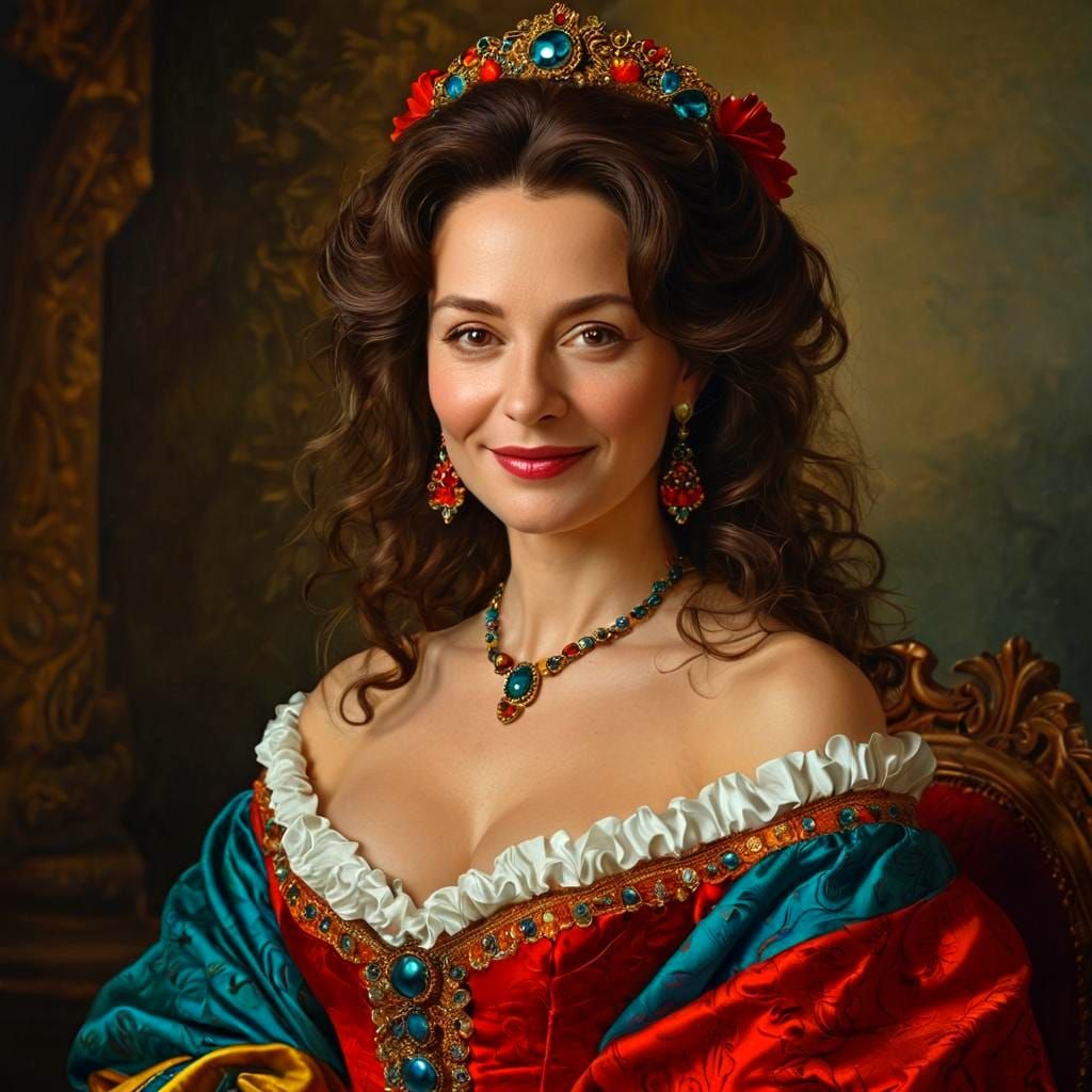 Eccentric Lady in Vibrant Surreal Surroundings in Impressive...