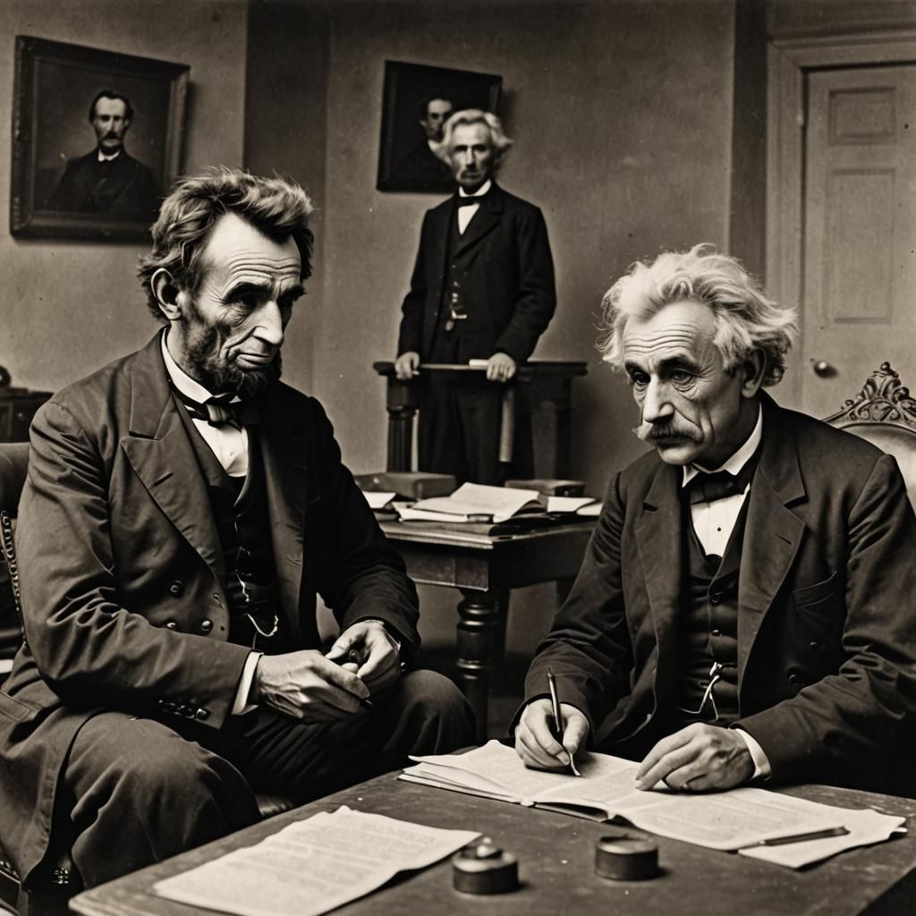Abraham Lincoln and Albert Einstein meet to discuss laws and relativity  by @Unleash