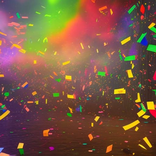 Multi-colored confetti  storm