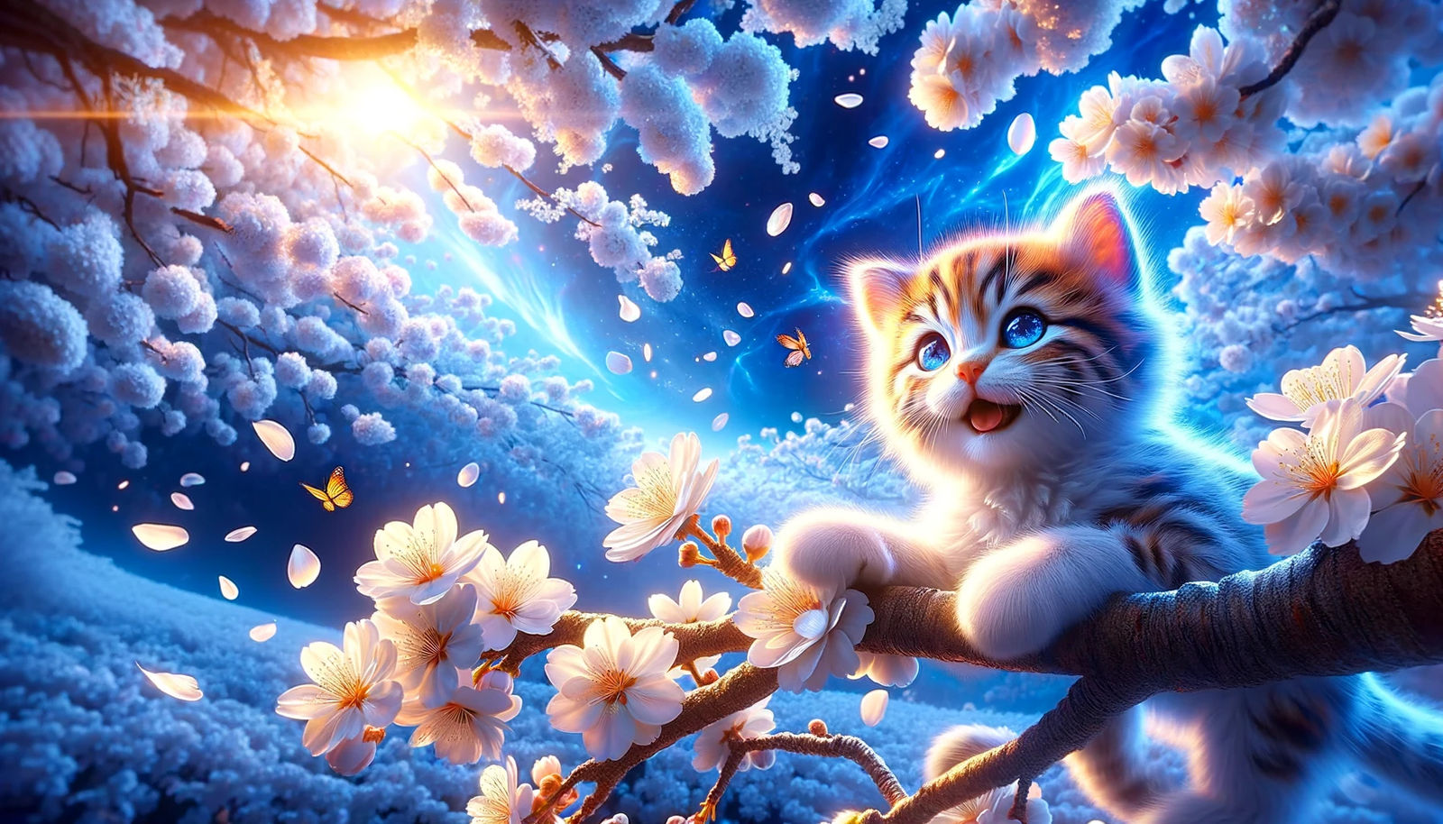Cherry blossom and the tiger cat