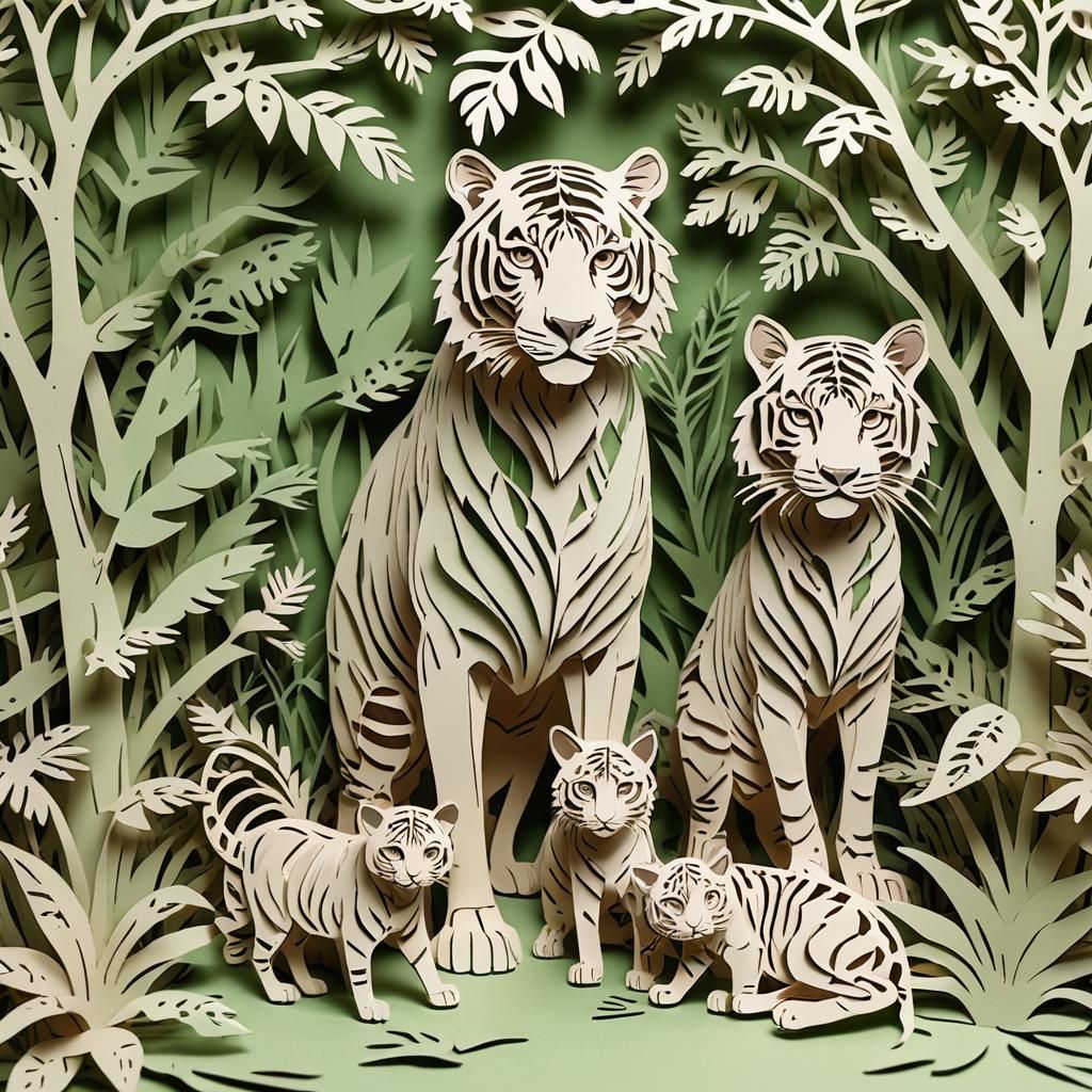 kirigami tigers  by @JMO