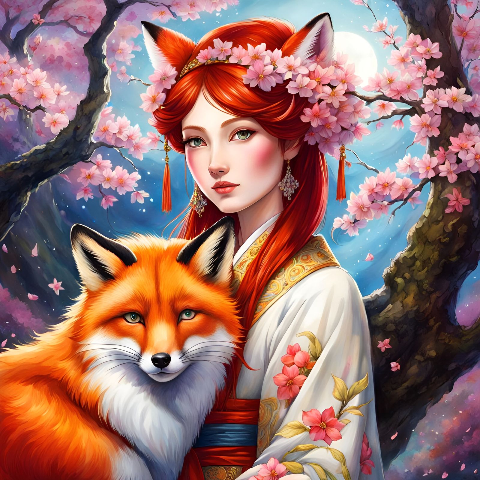 Sakura Kitsune - AI Generated Artwork - NightCafe Creator