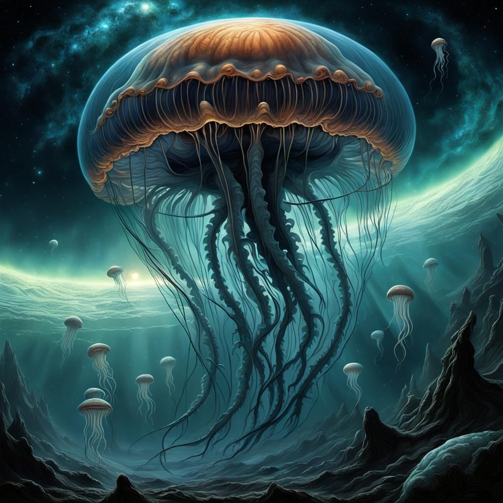 Jellyfish in Space 2 - AI Generated Artwork - NightCafe Creator