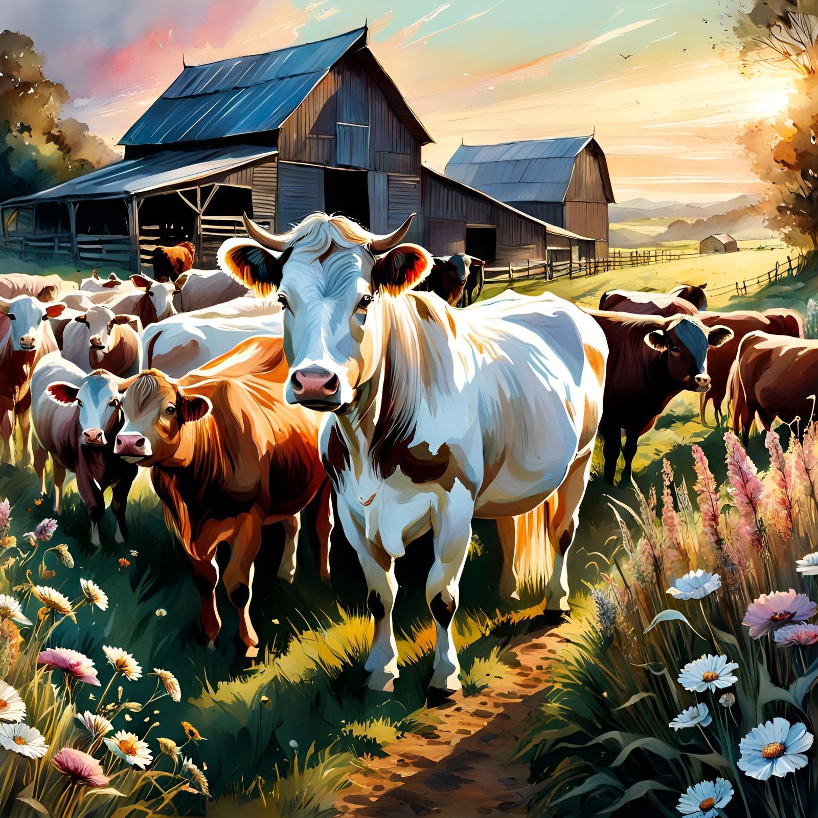 Blossoms and Bovines  by @Schmooz