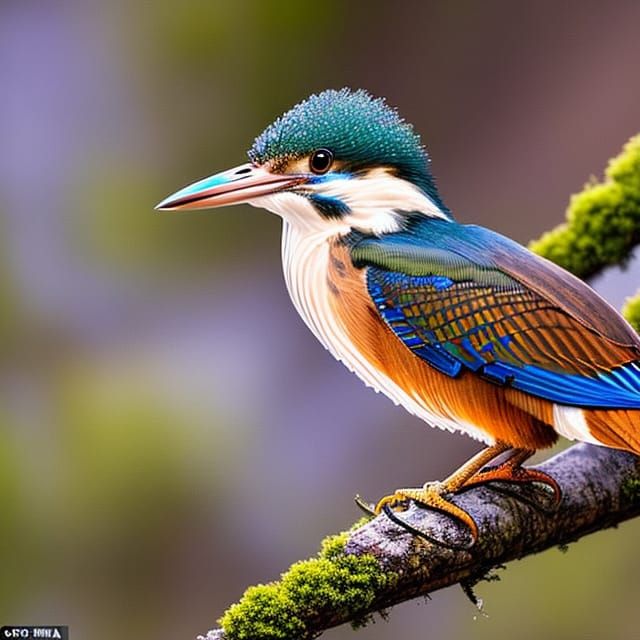 Beautiful kingfisher sat perched on a small branch - AI Generated ...