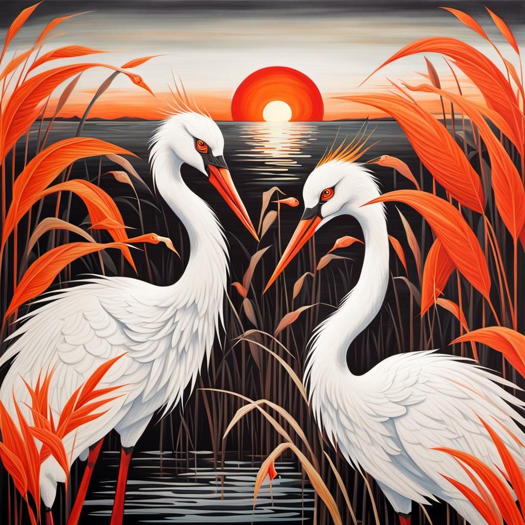 Cranes in the morning