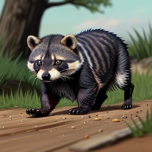 "The little terrier went after the raccoon, as mad as a hone...