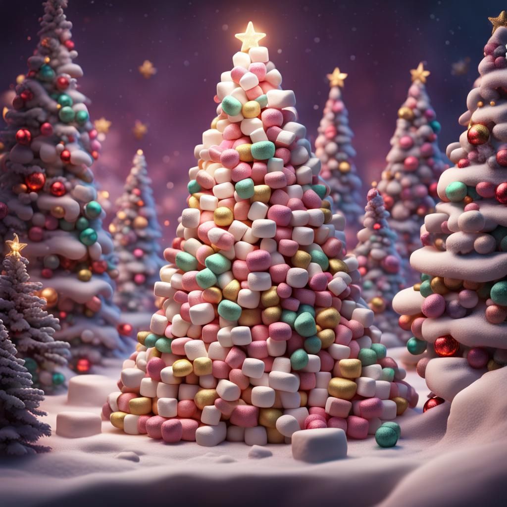 Christmas Tree Made of Marshmallows  by @GothPegasus