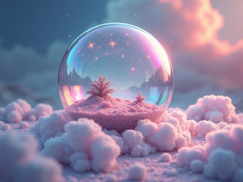 Ethereal Astral World Inside Iridescent Soap Bubble