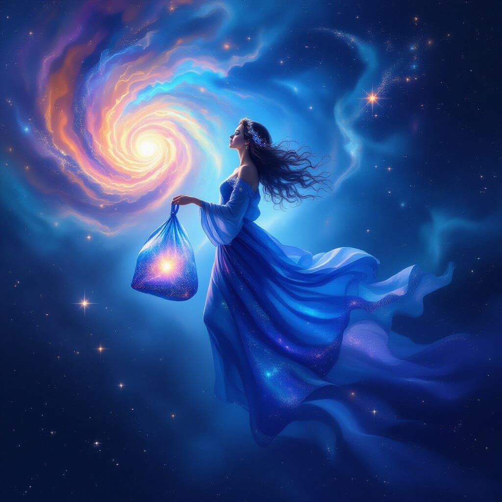 Cosmic Being of Stardust in Hyperrealistic Style