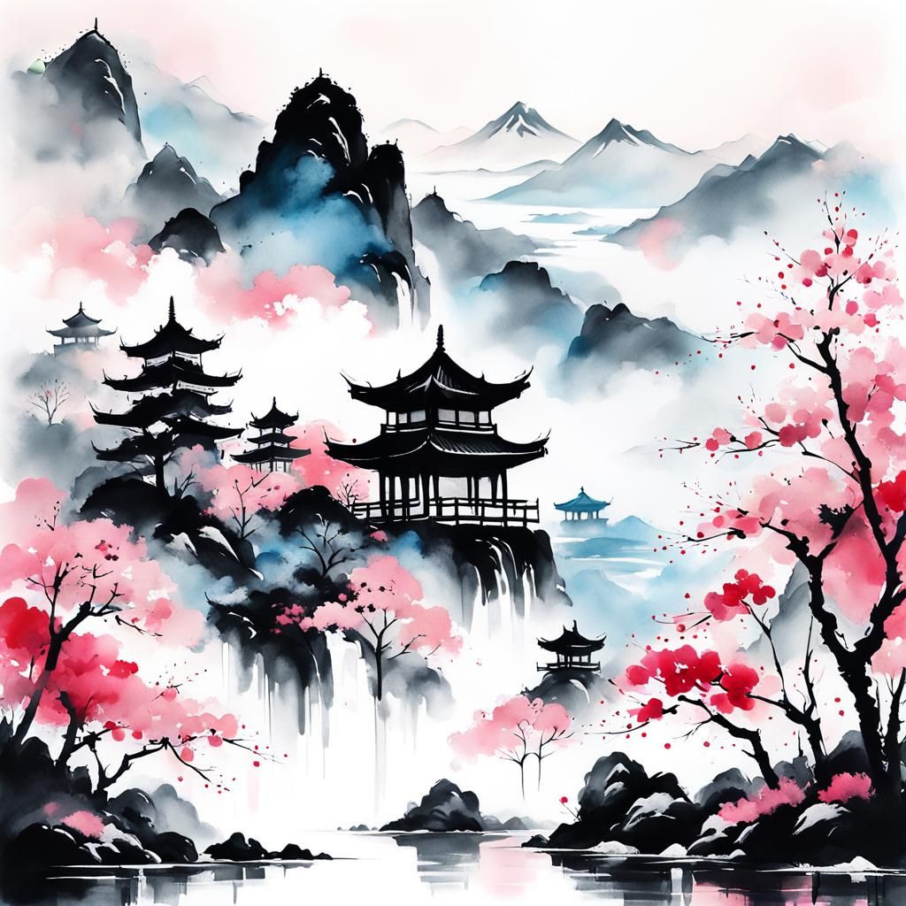 Temple landscape  by @Lilsilverfish