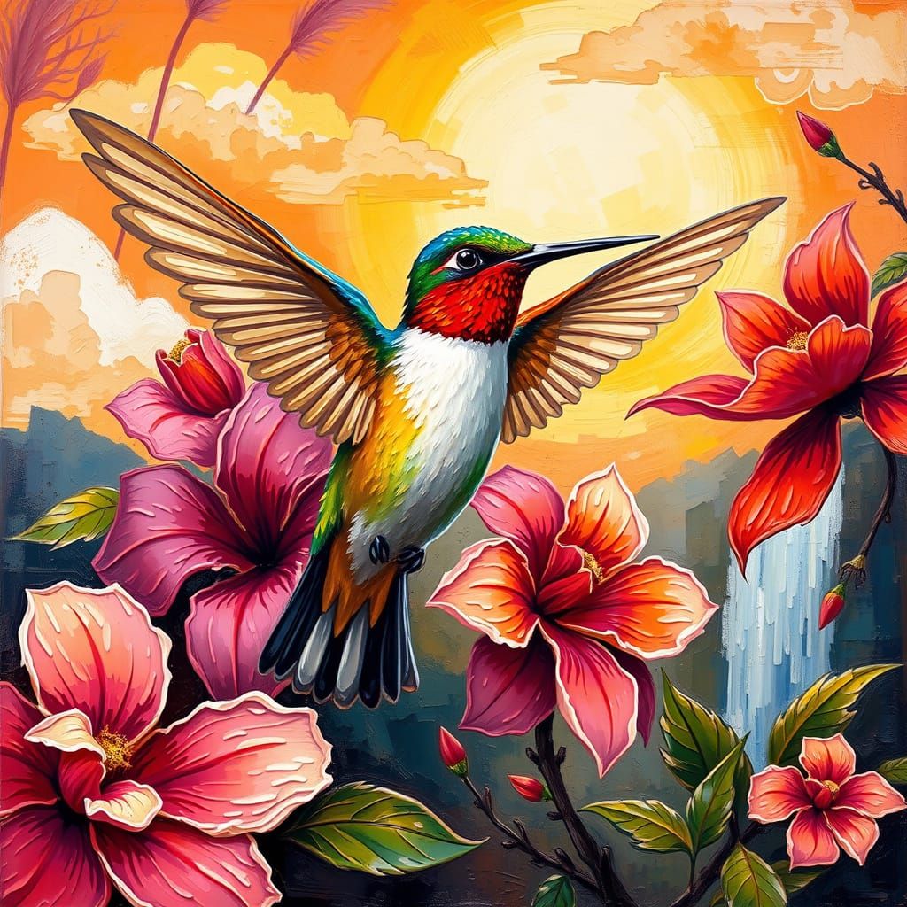 A hummingbird among the flowers  by @ChronoScribe