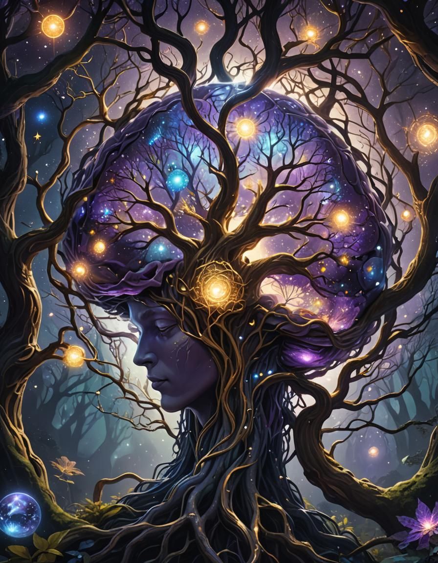 Magical Brain Concept Art in Mystical Forest