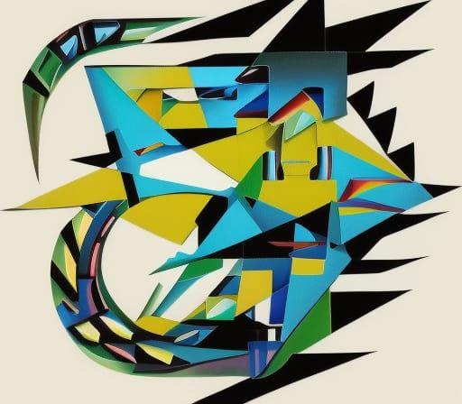 dragon abstract cubism Euclidean Georgy Kurasov Albert Gleiz...