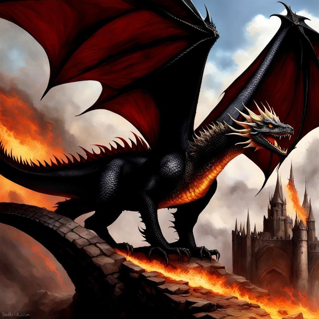 Balerion was known for its black scales and wings, as well as its black ...