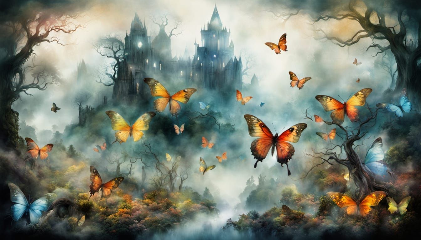 Butterflies in forest