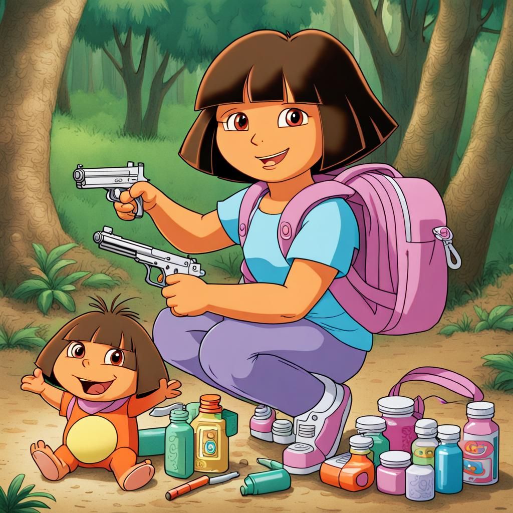 dora the explorer starts selling drugs and guns to make ends meet - AI  Generated Artwork - NightCafe Creator