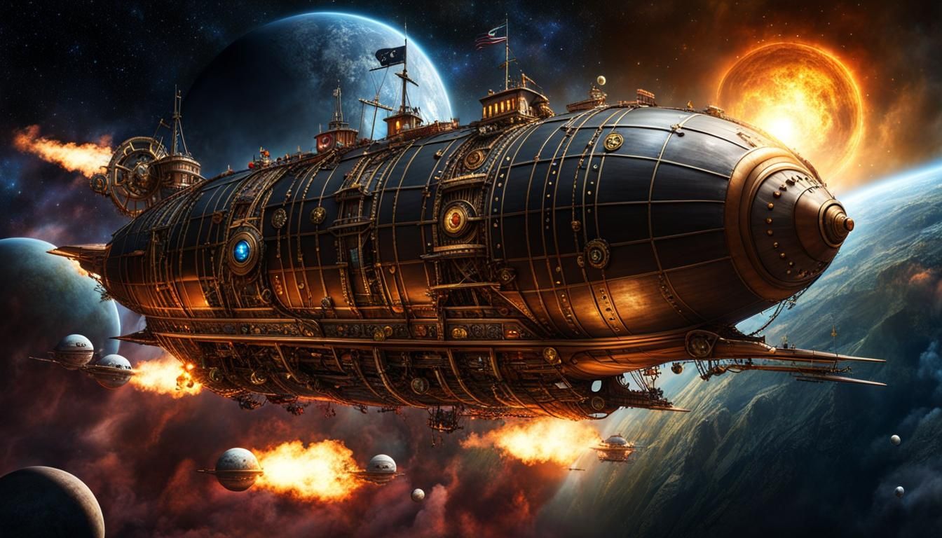 Steampunk Pirates : Space Zeppelin raid ! - AI Generated Artwork ...