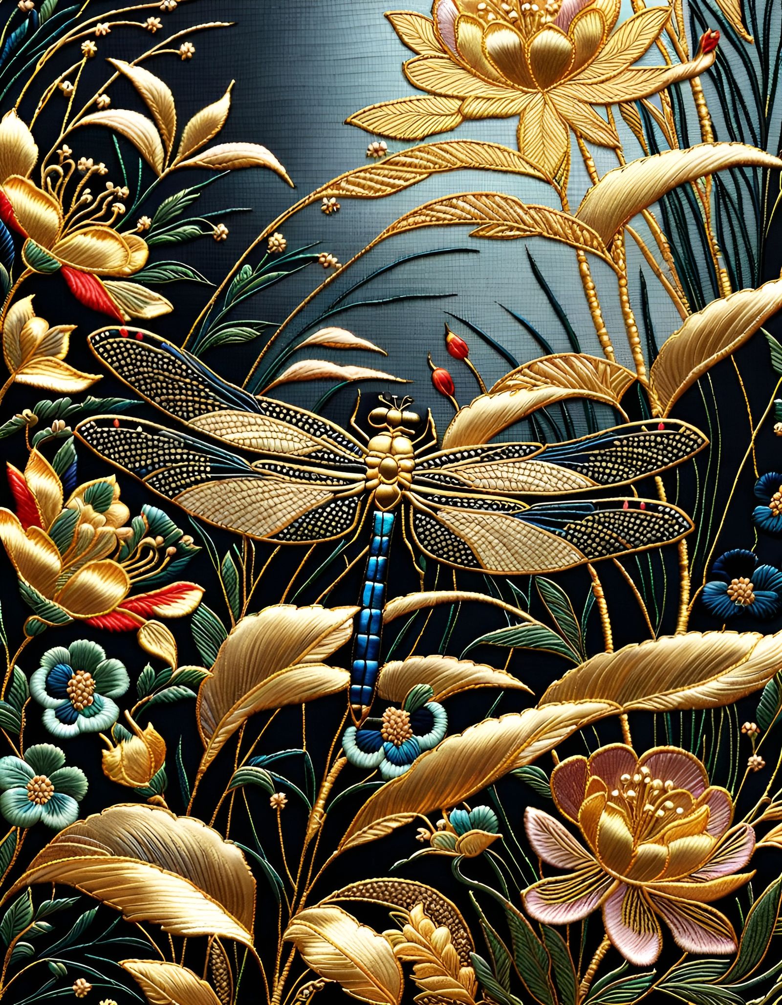 Dragonfly, Gold Embroidery  by @Jane77755
