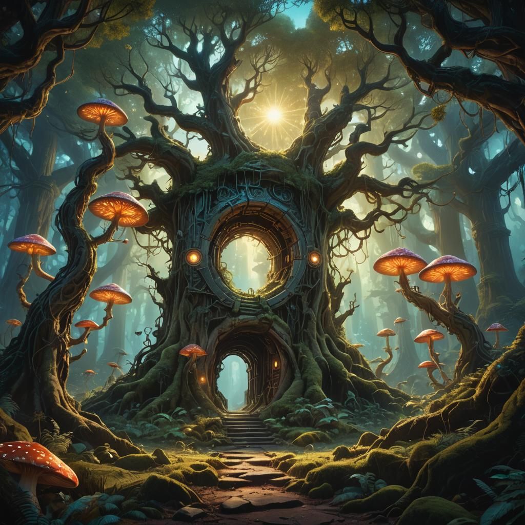 Mystical Forest Portal with Luminescent Details