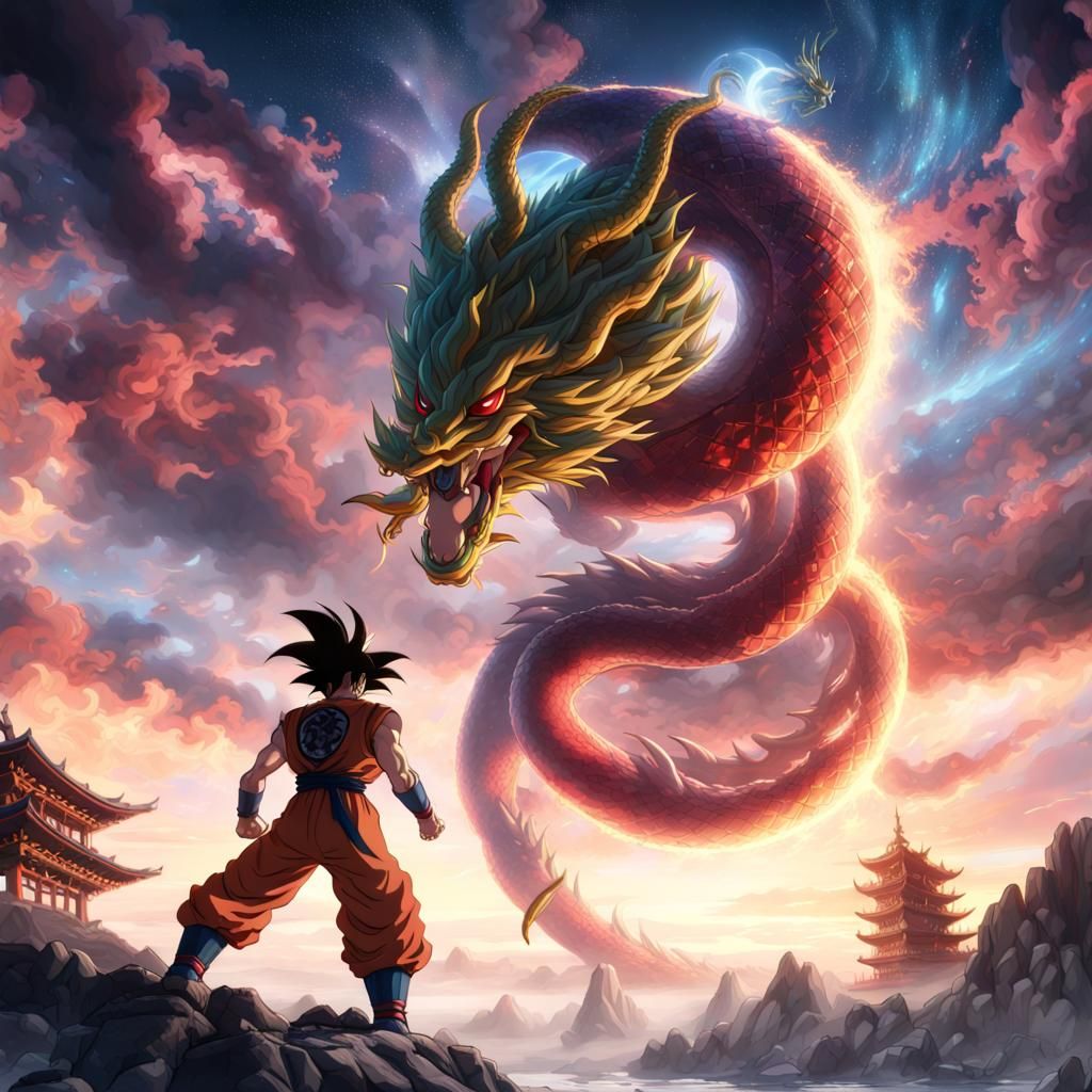 Goku_ss4 is summing shenlong - AI Generated Artwork - NightCafe Creator