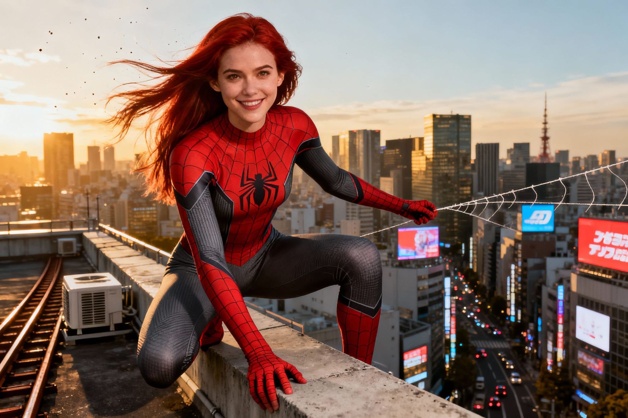 Spidergirl on a rooftop ledge (2)