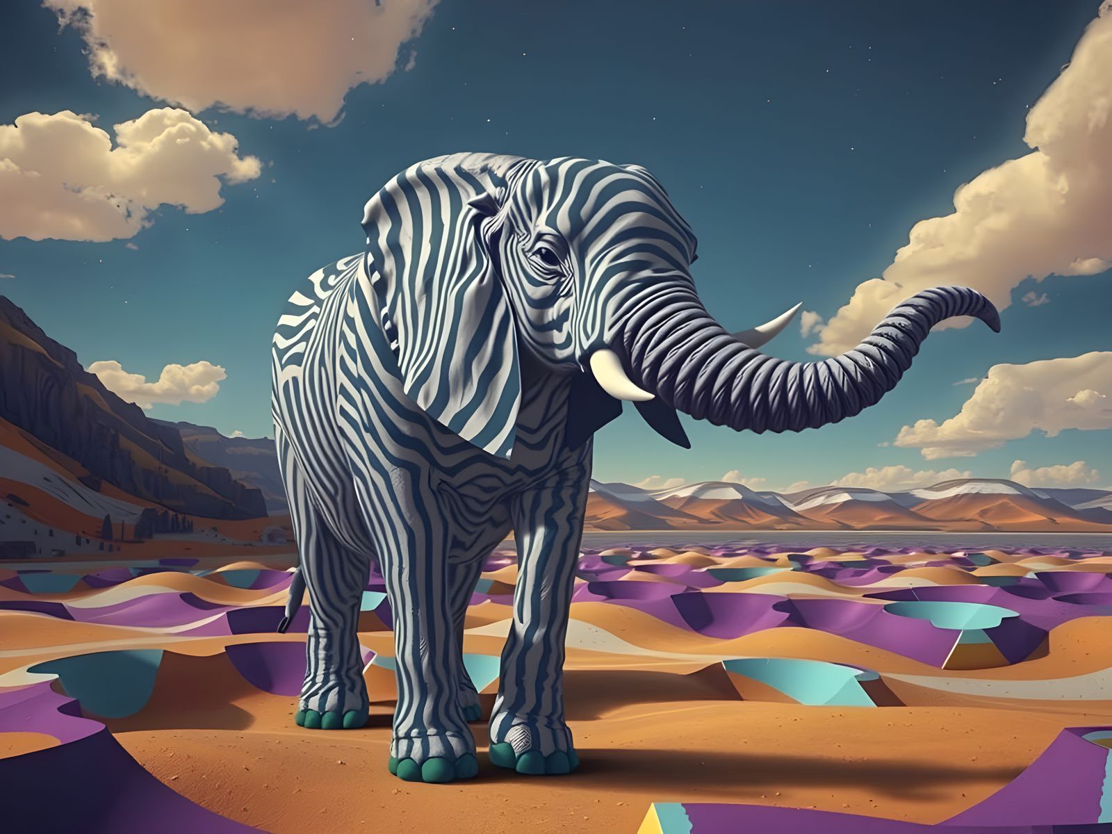 The striped elefants world.   by @Neluriko
