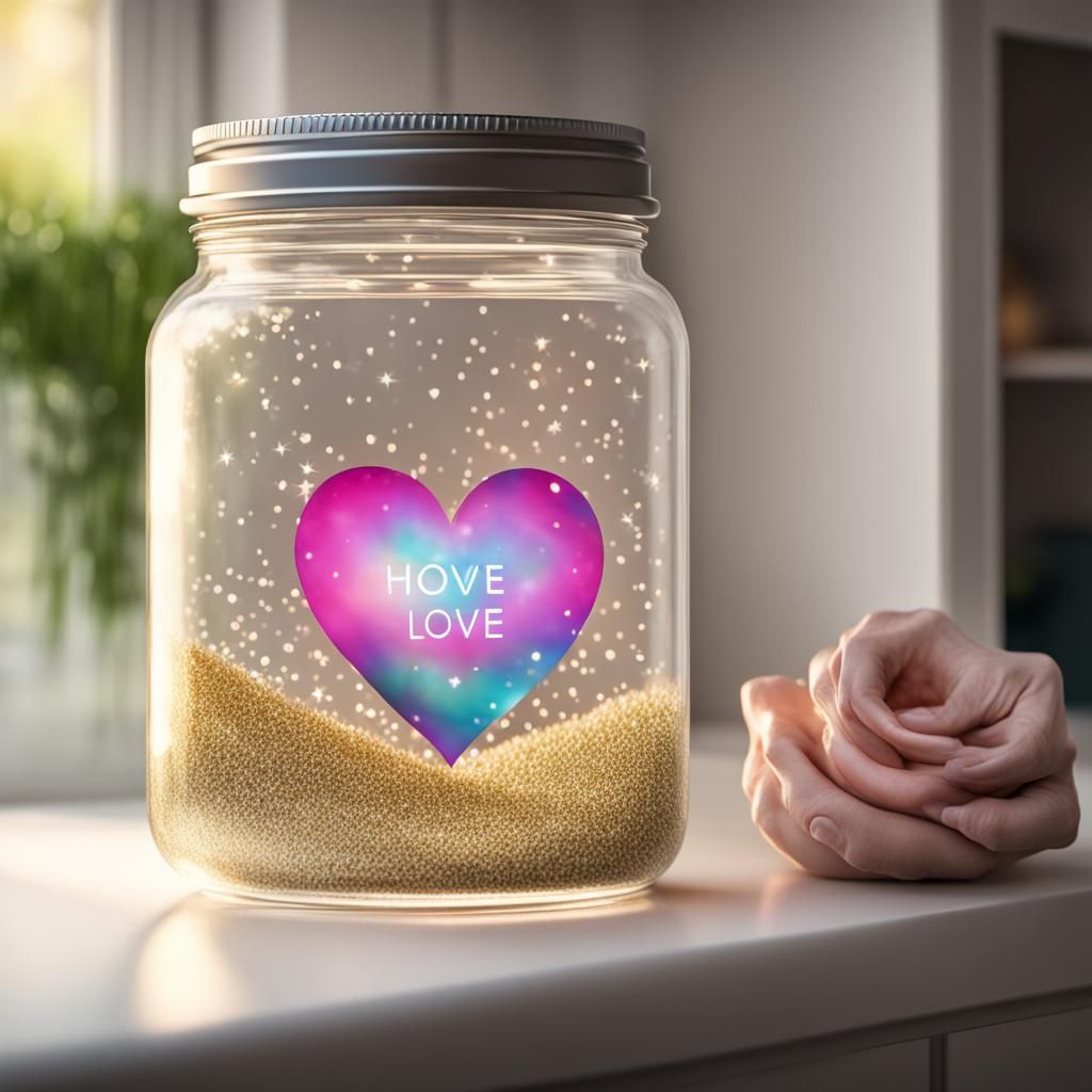 a high resolution jar of beautiful sparkling of hope and lov...