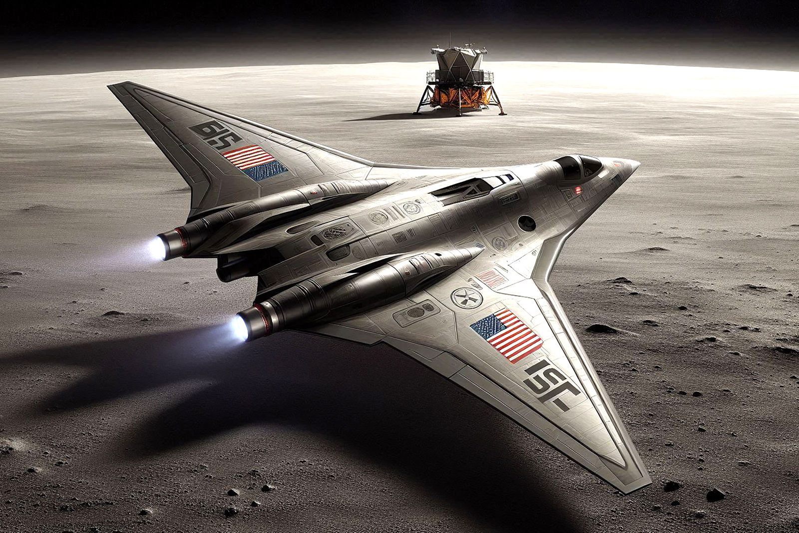 USSF Spaceplane Fighter Visits Tranquility Base