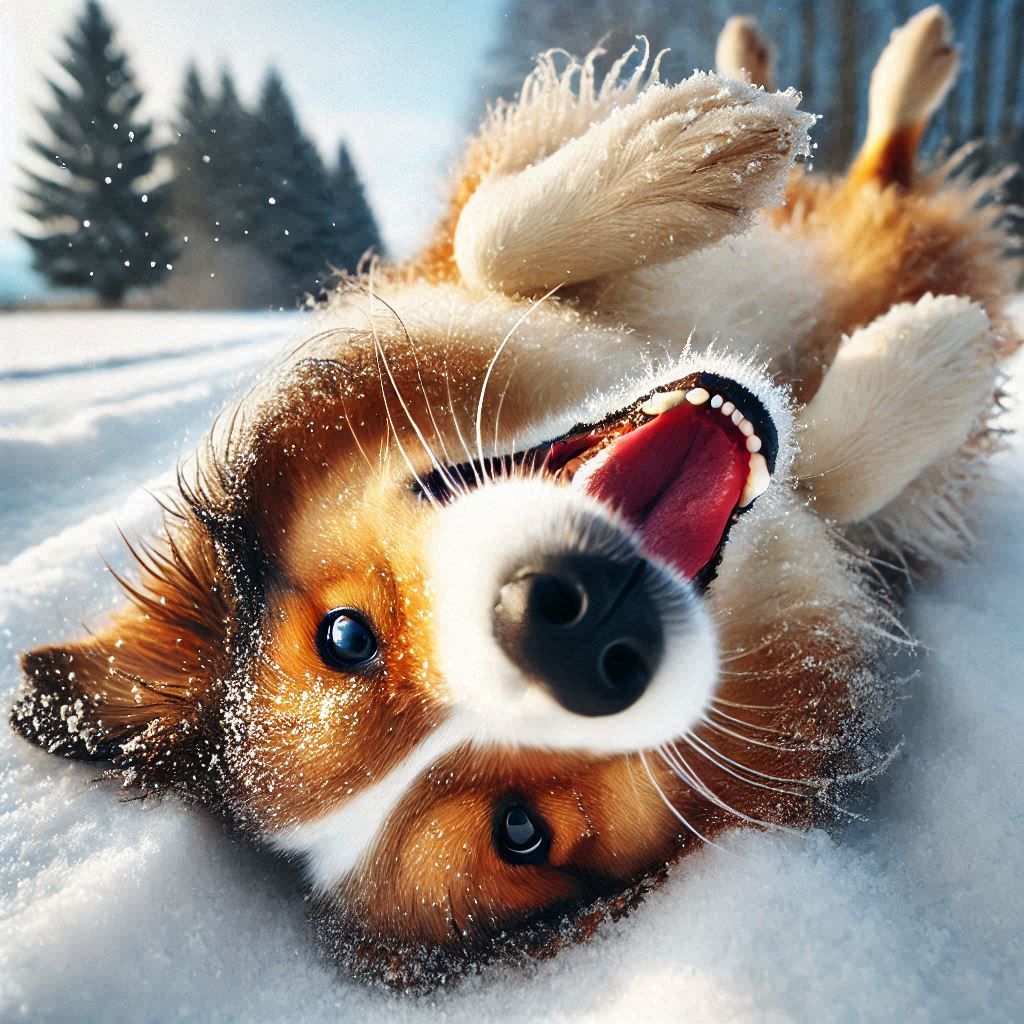 Doggy loving snow