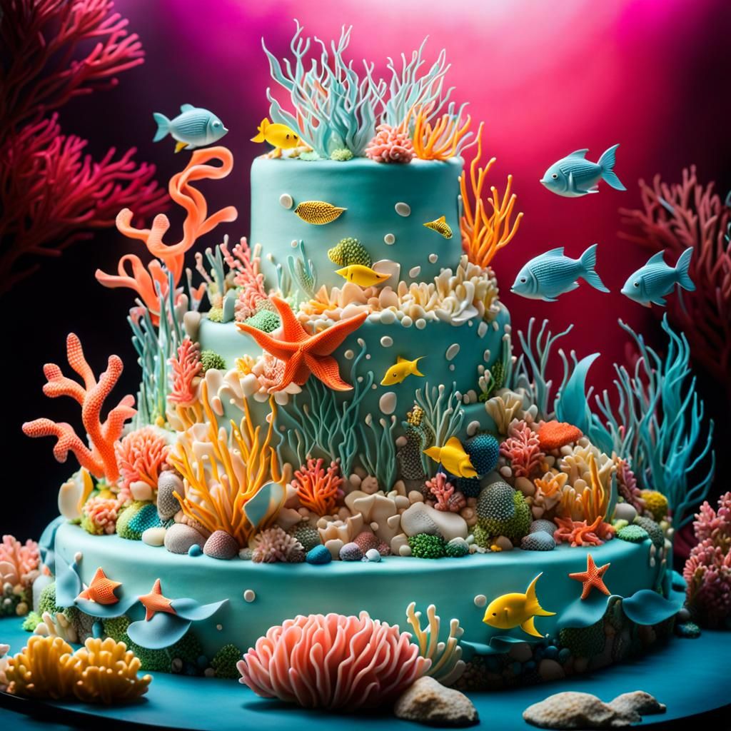 Underwater Wonderland: an underwater-themed cake sculpture