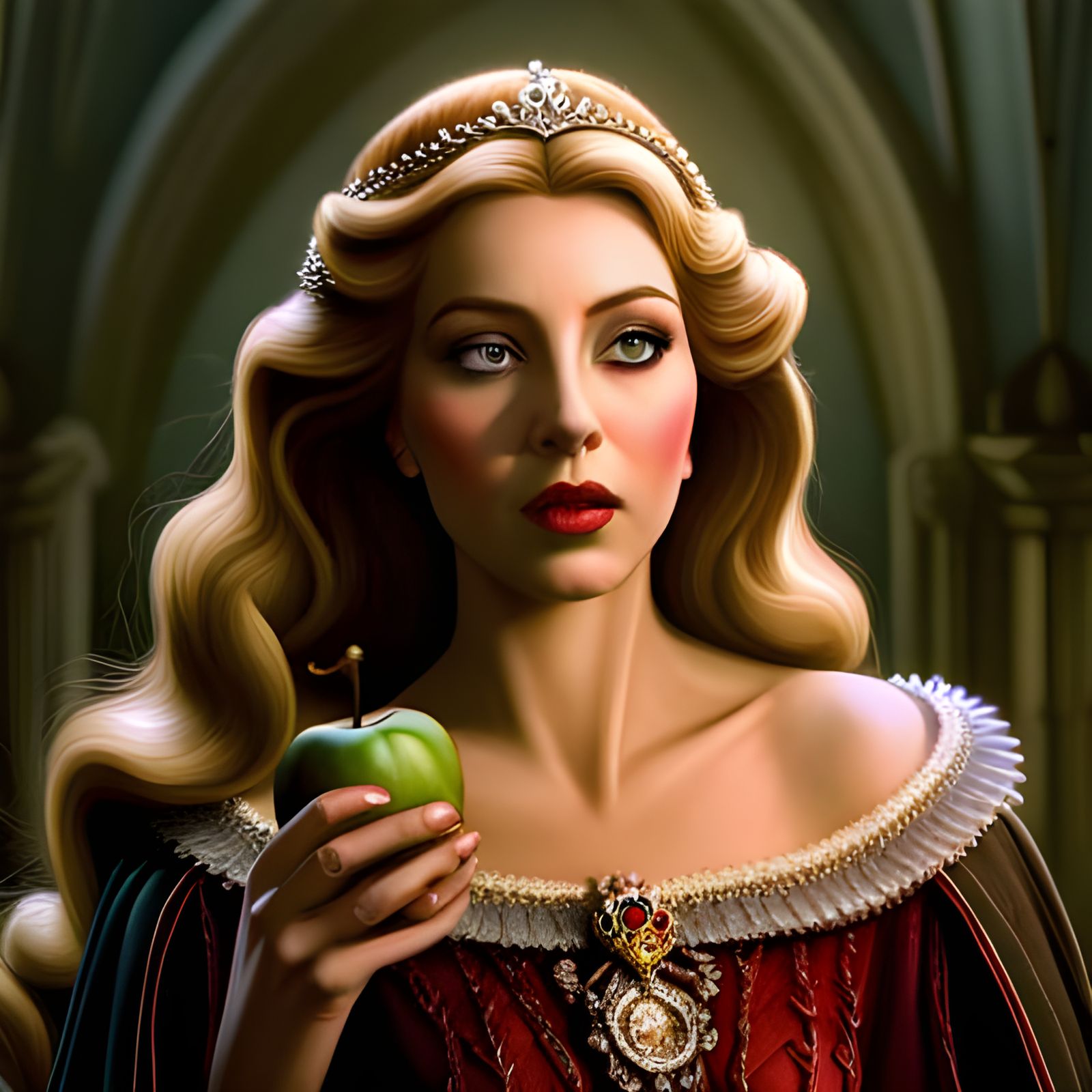 Sleeping Beauty eating the poison apple * AI Generated Artwork