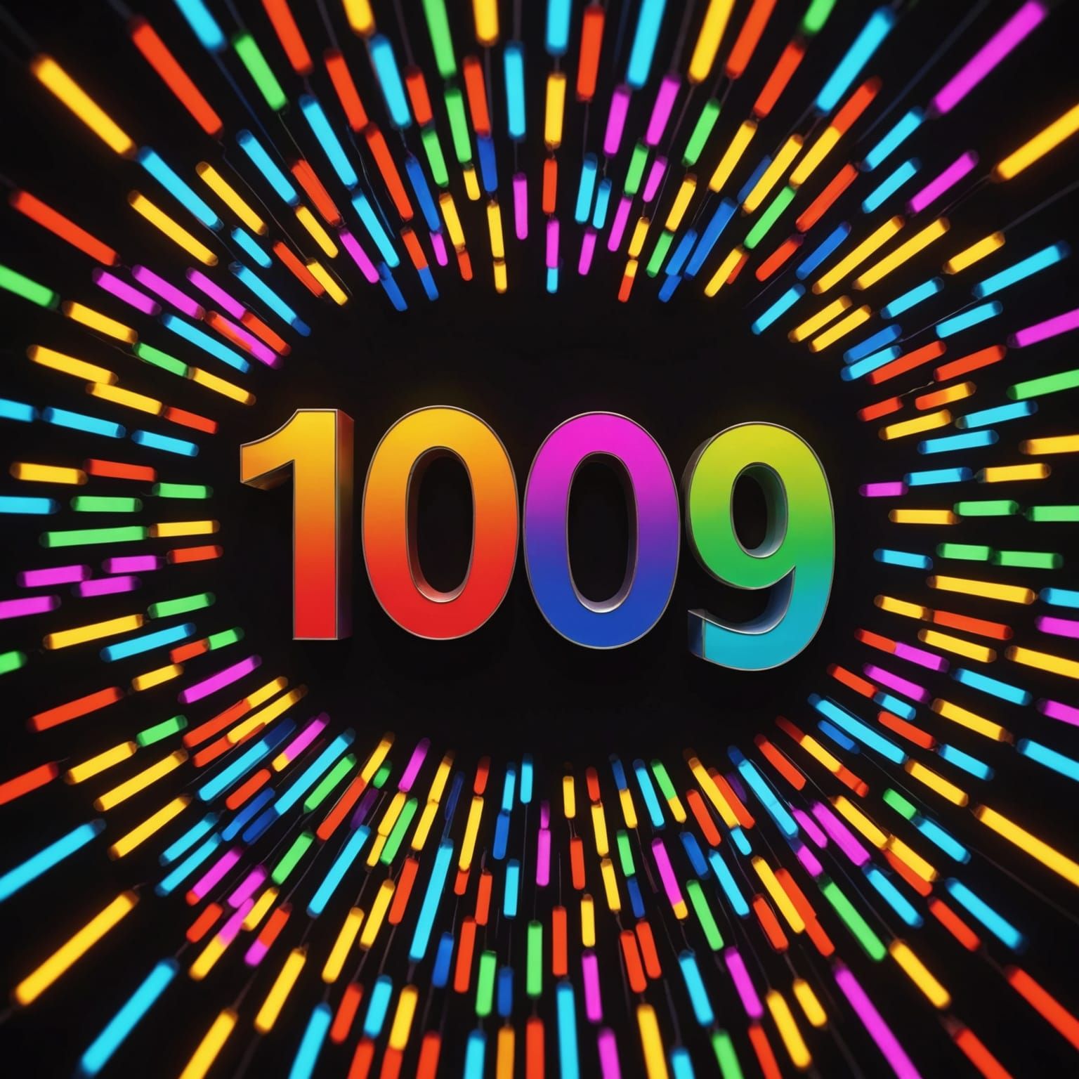 The number 100 shines with a crazy colorful precious light and pulls down the word "Followers"