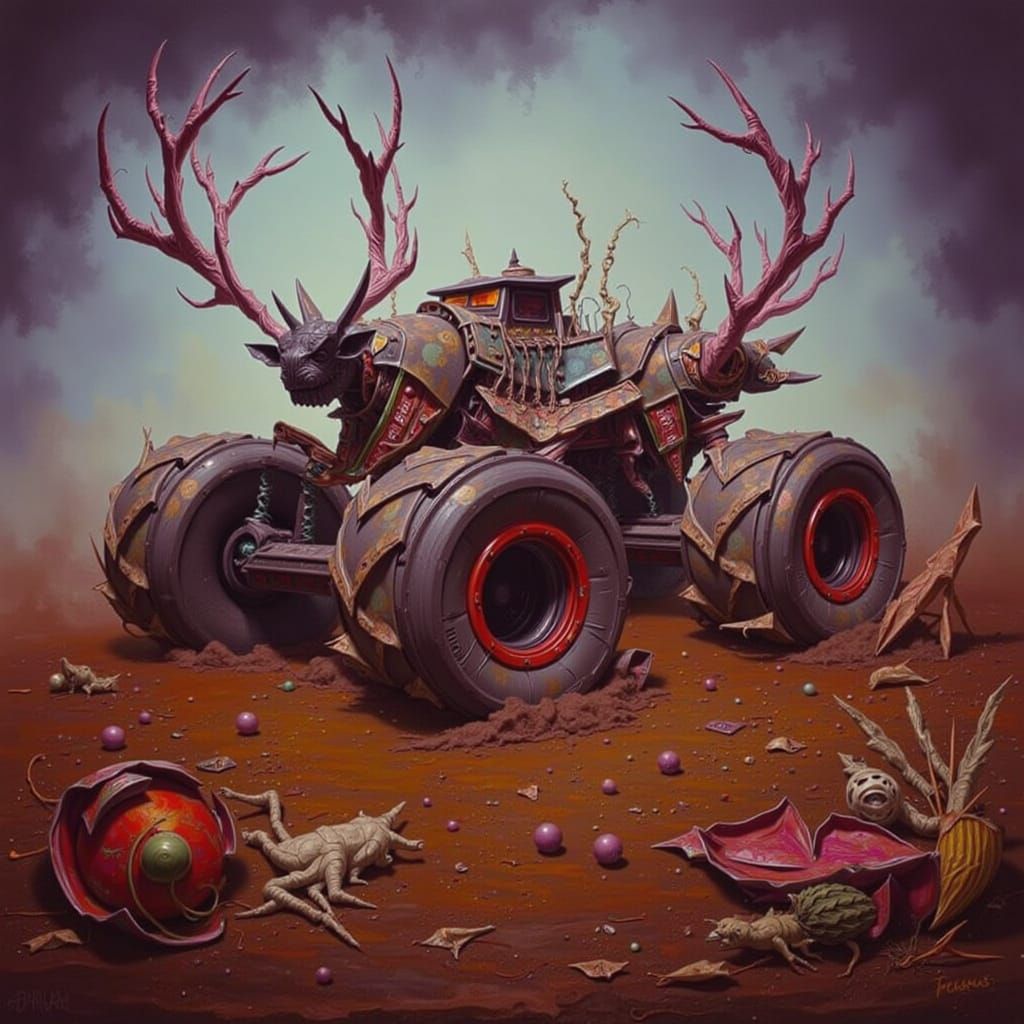 <lora:ORIGAMI STAG:1.0> Monster truck