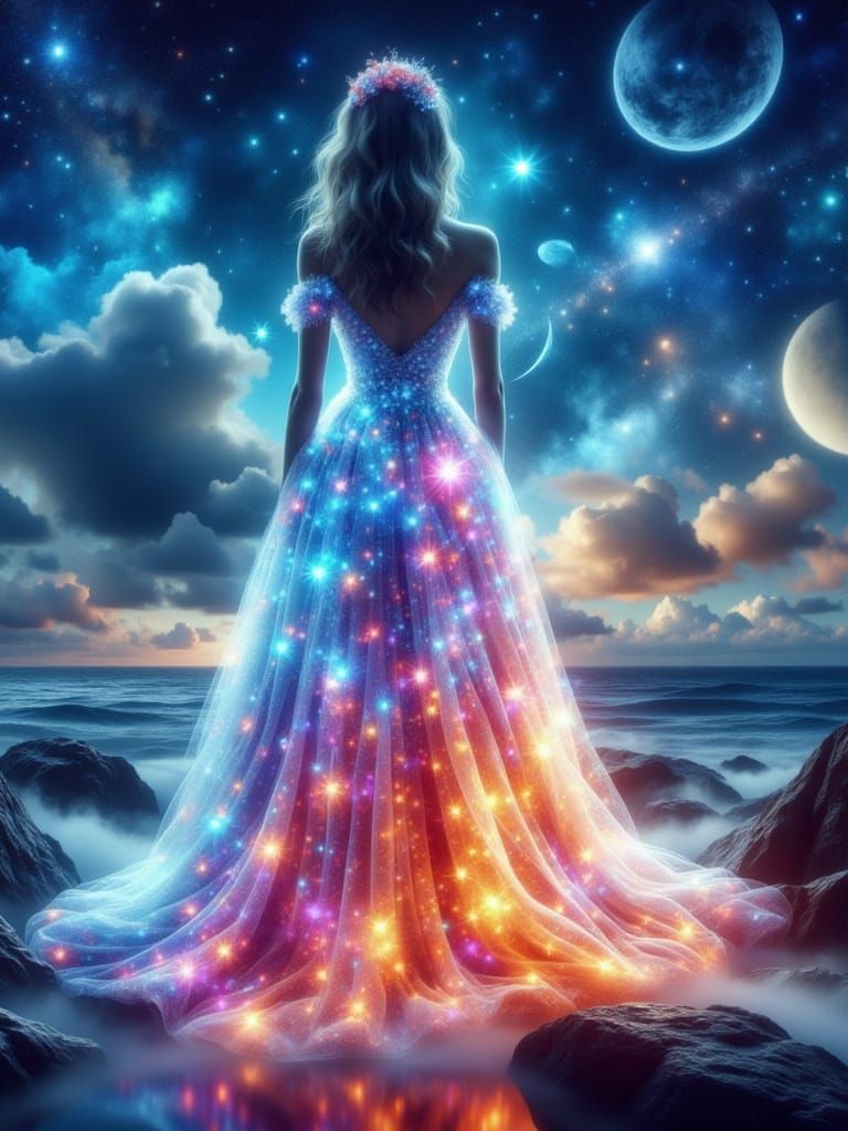 Sea sunset, beautiful girl