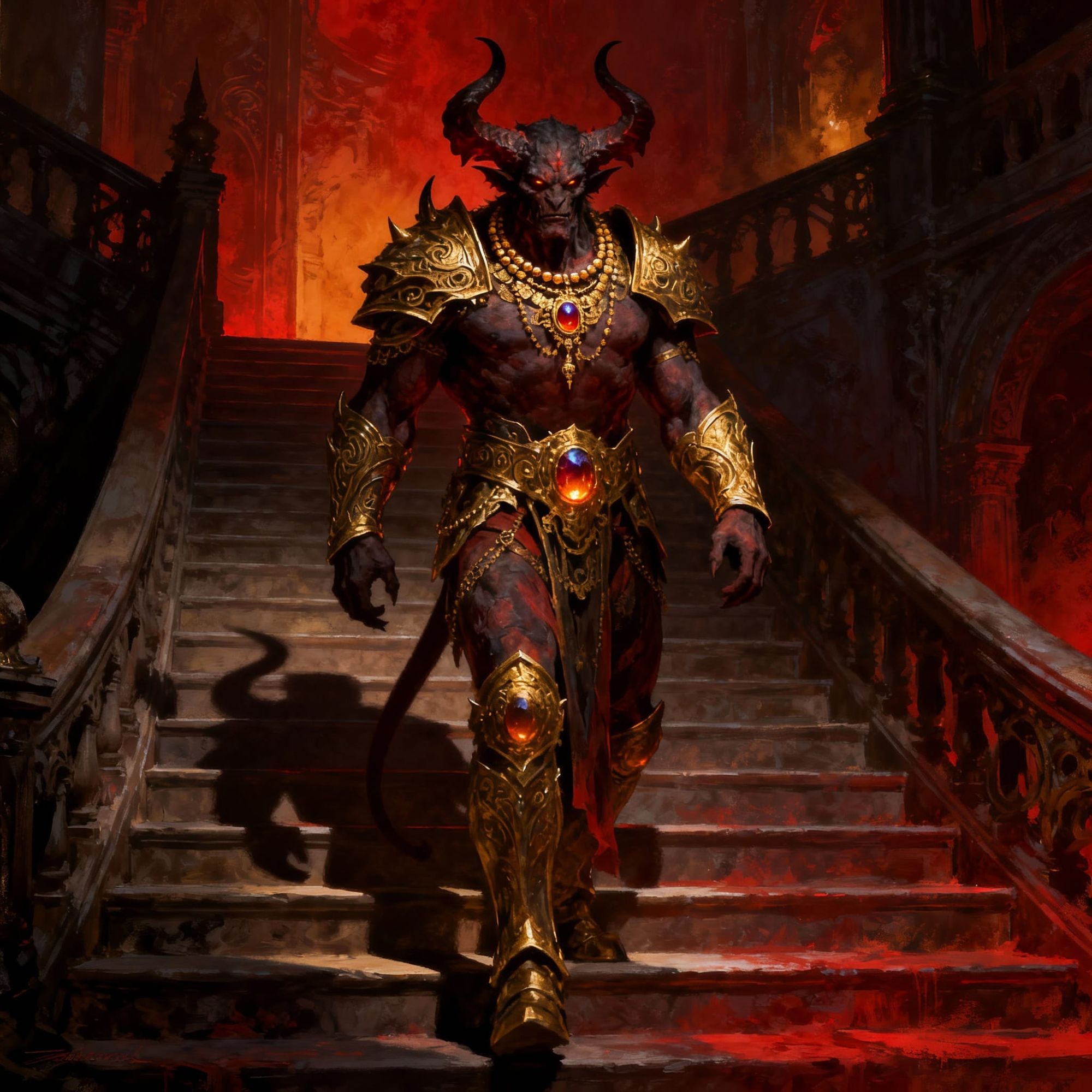 A demon adorned in gold