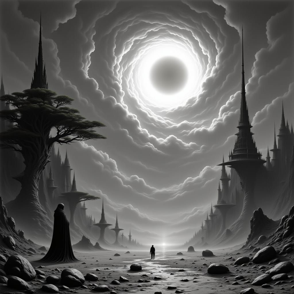 Mystical Realm of Ancient Trees and Spires