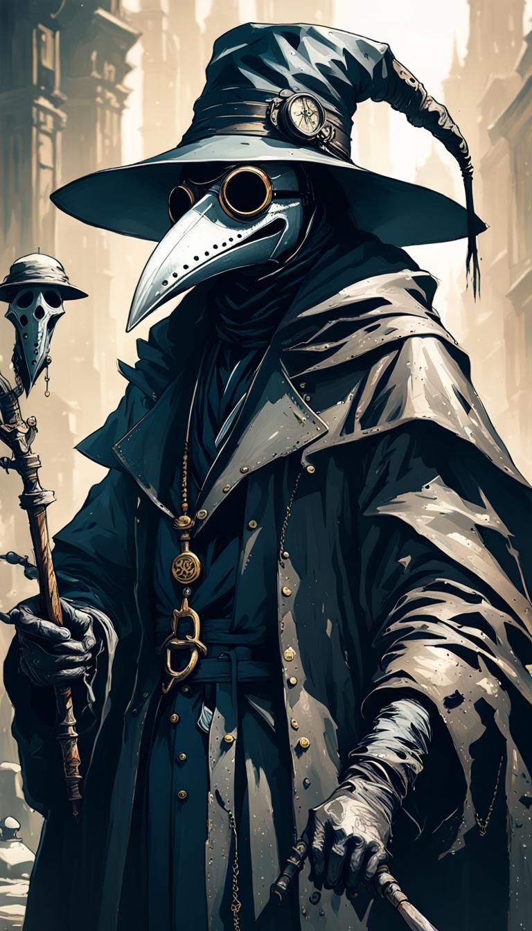 Inkpunk Plague Doctor Wizard Character Concept Art