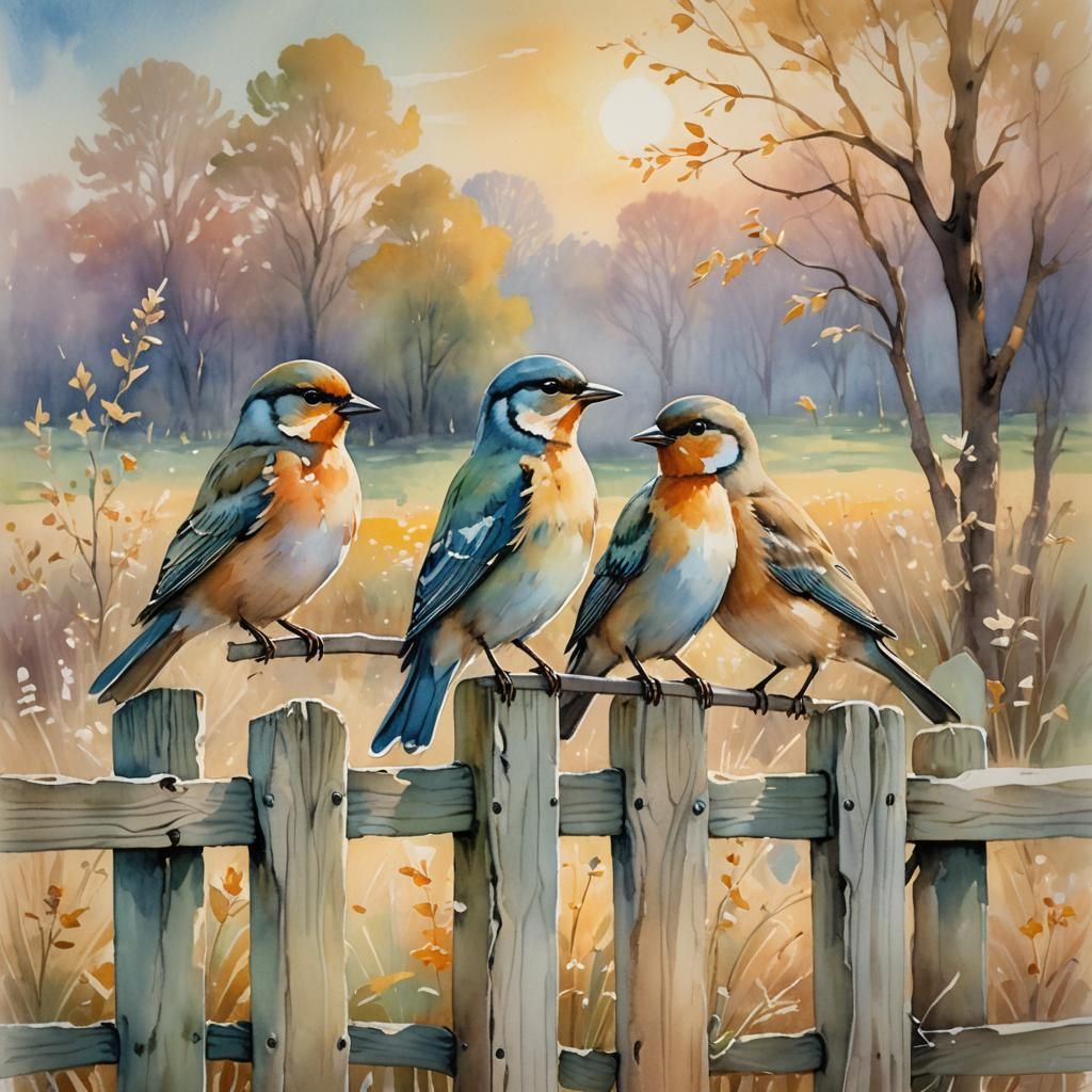 Three charming birds, each with their own fluffiness and app...