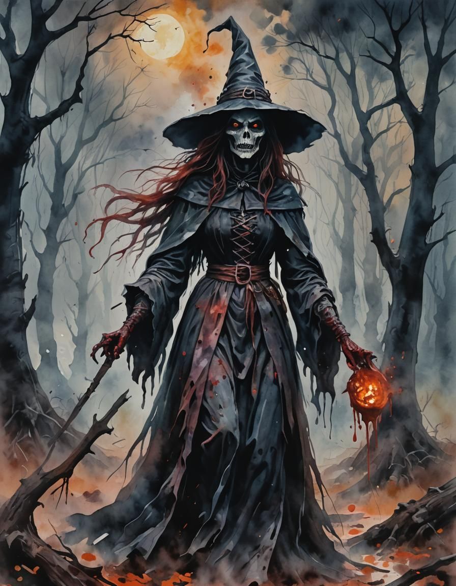 dark foggy horror dead blood witch