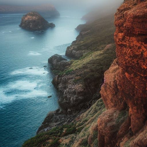 Ethereal Cliffside Masterpiece in Warm Cinematic Light