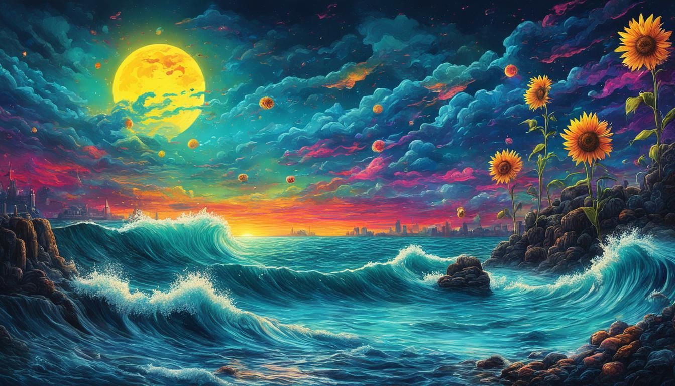 Ocean Waves by moonlight's glow Underneath a starlit sky 🍀�...