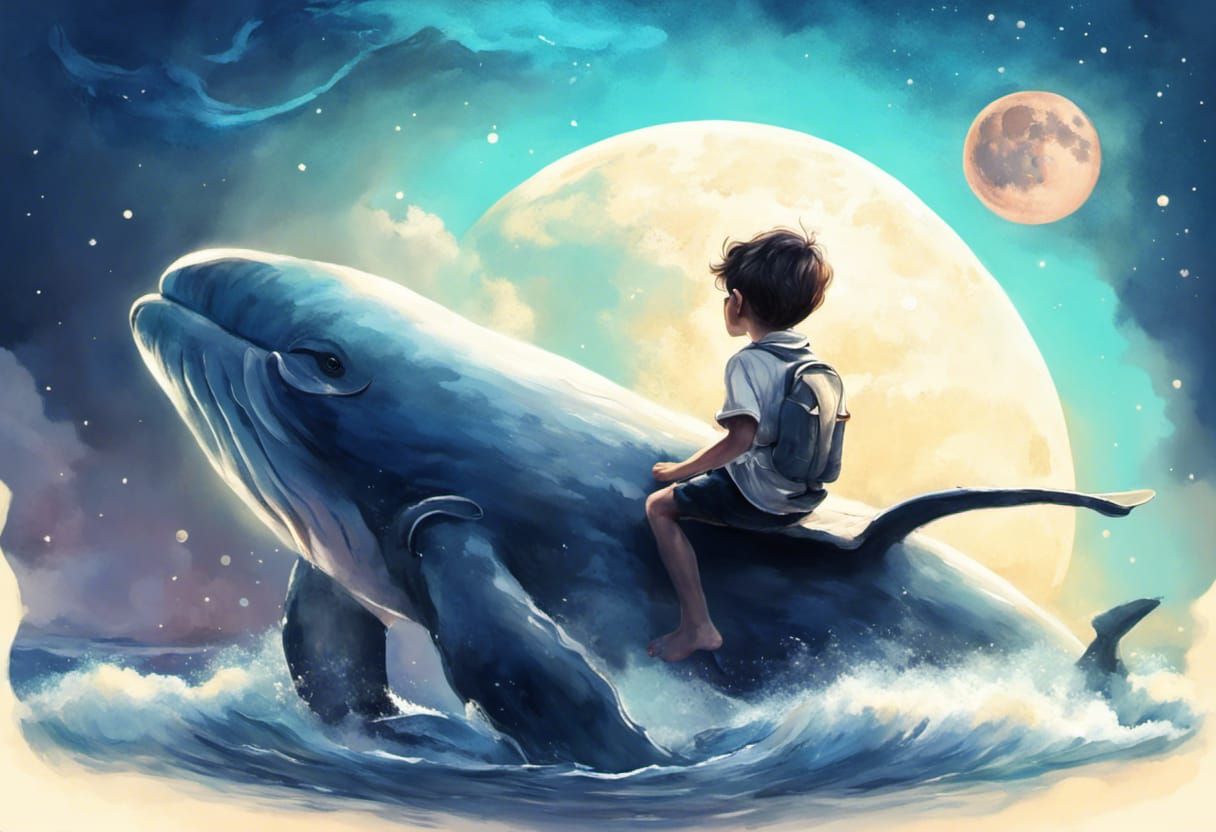 Boy riding a whale