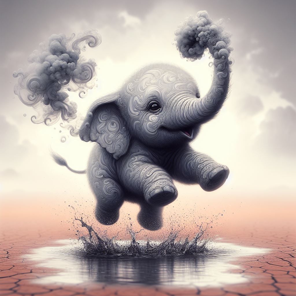 Smoke baby puddle elephant
