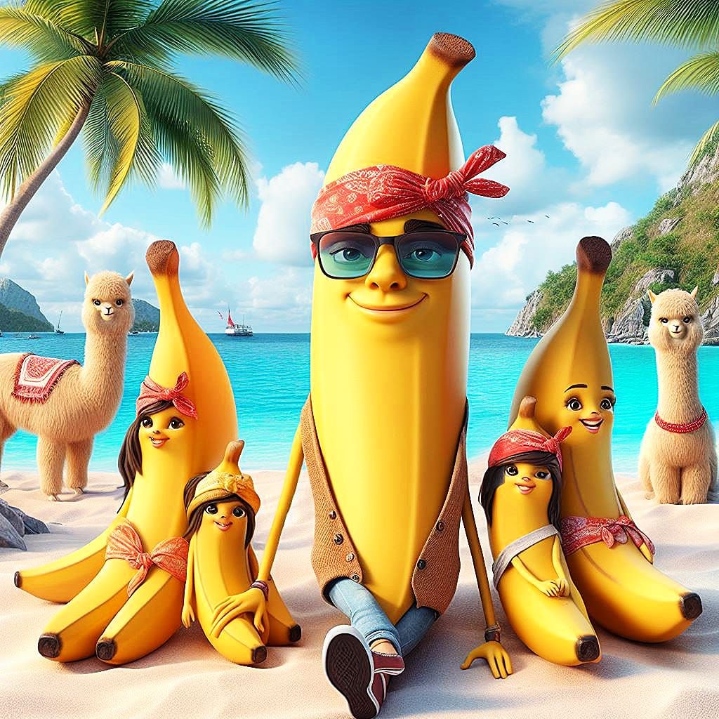 A Banana in a Bandana in the Bahamas with his Baby Mamas...o...
