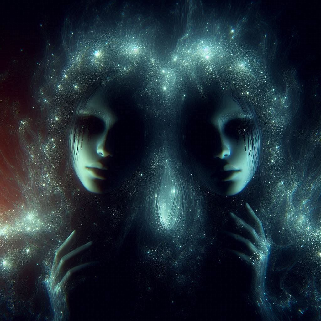 "Kosmische Träume: Ein humanoides Wesen im Sternennebel"