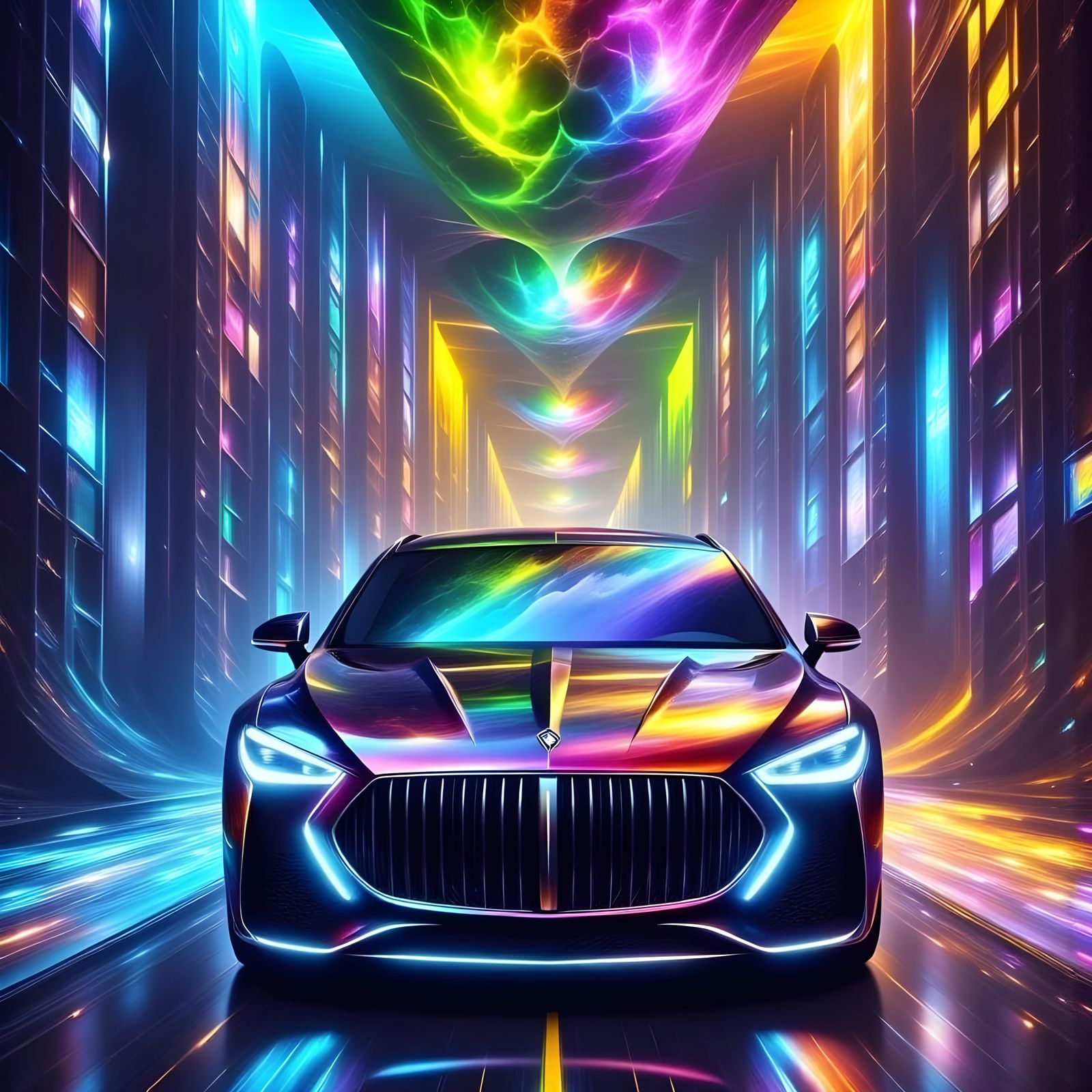 Futuristic Maybach in Cityscape