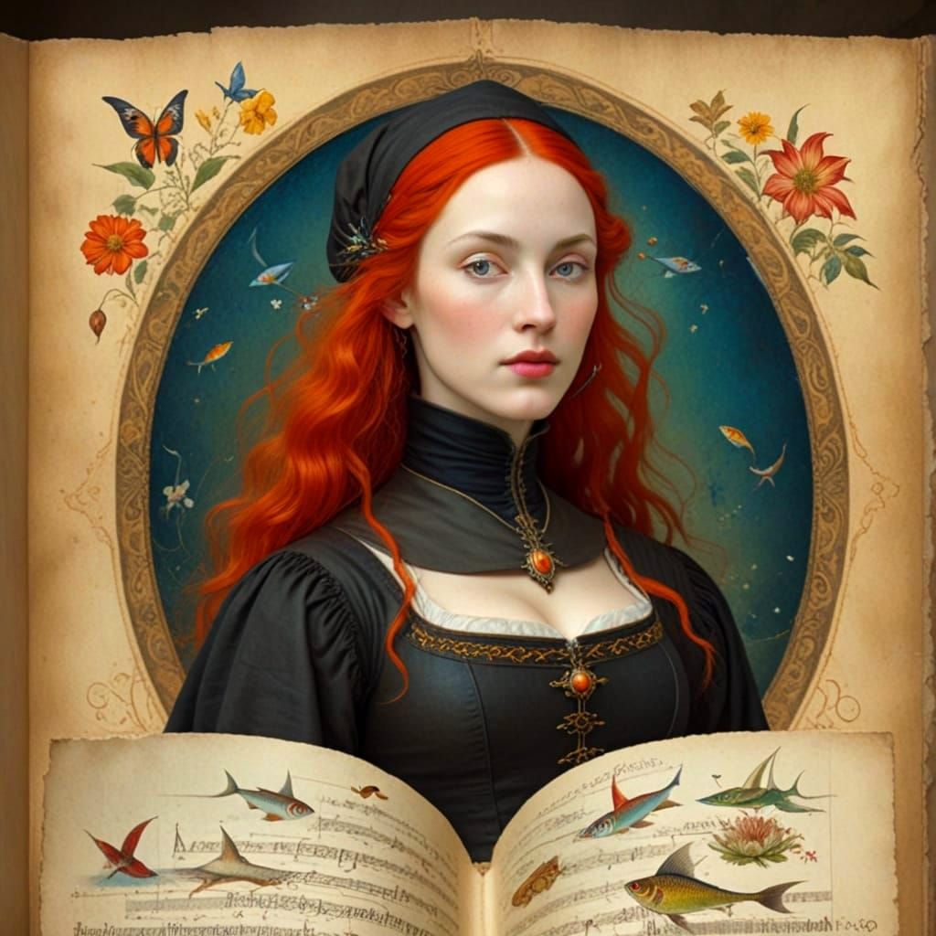 Surreal Medieval Lady in Fantastic Landscape