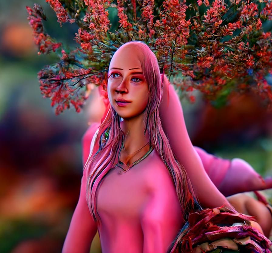 Pink princess in a meadow